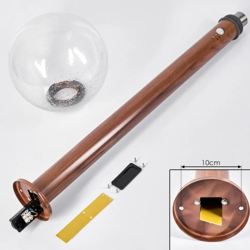 Borne Lumineusebubodefo Brun, Couleur Bois, 1 Lumiere, Detecteur De Mouvement