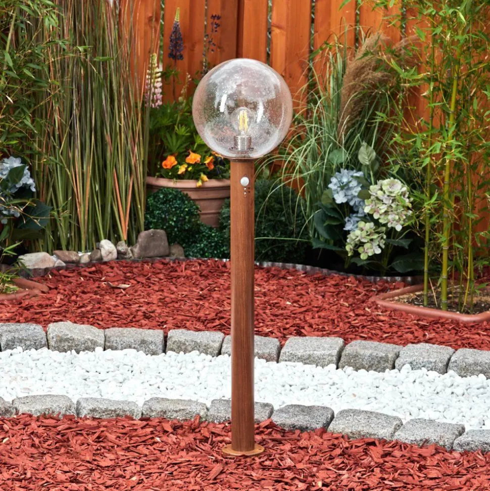 Borne Lumineusebubodefo Brun, Couleur Bois, 1 Lumiere, Detecteur De Mouvement