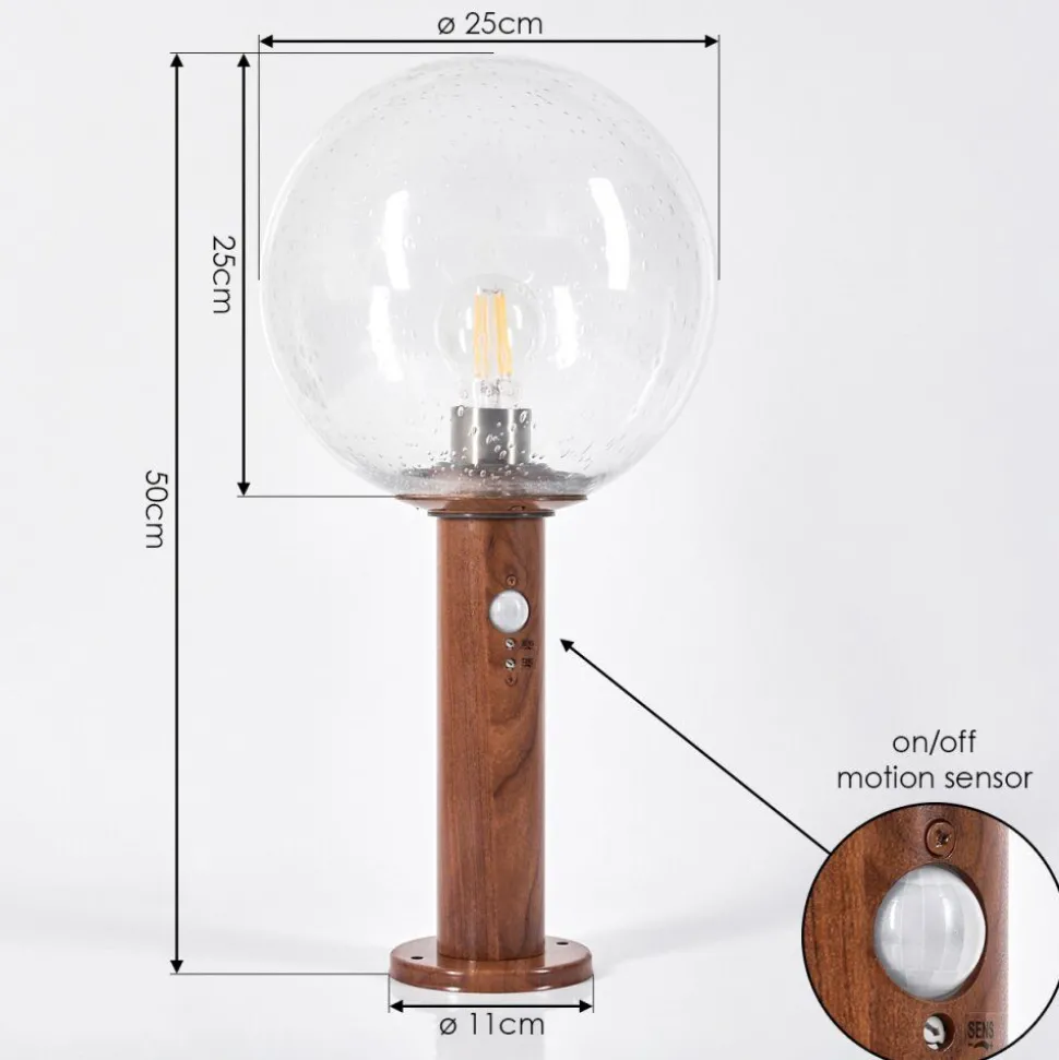 Borne Lumineusebubodefo Brun, Couleur Bois, 1 Lumiere, Detecteur De Mouvement