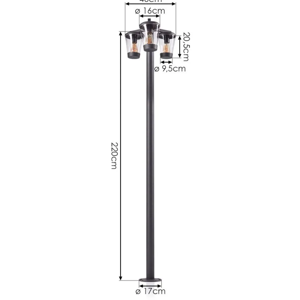 Borne Lumineuseeloida Anthracite, 3 Lumieres