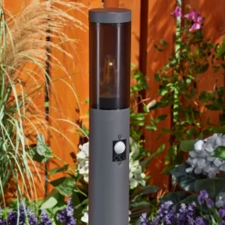 Borne Lumineusegaborone Anthracite, 1 Lumiere, Detecteur De Mouvement