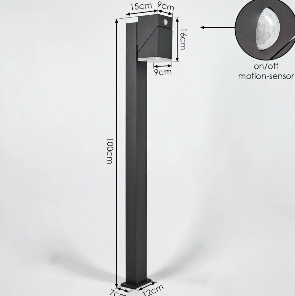 Borne Lumineusetoogong Led Anthracite, 1 Lumiere, Detecteur De Mouvement