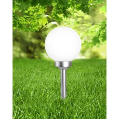 Boule Lumineuse Globo Solar Led Argente, 1 Lumiere