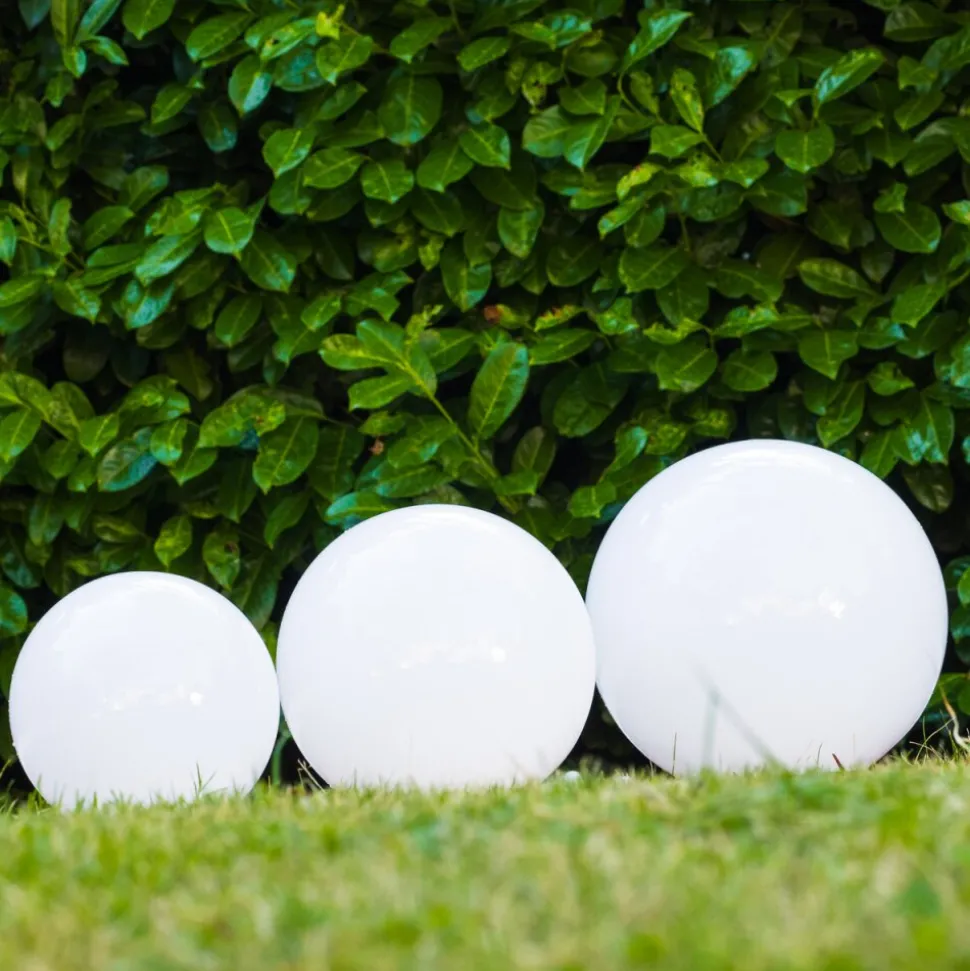 Boule Lumineuse Solar Led Acier Inoxydable, 2 Lumieres