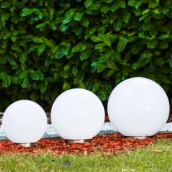 Boule Lumineuse Solar Led Acier Inoxydable, 2 Lumieres