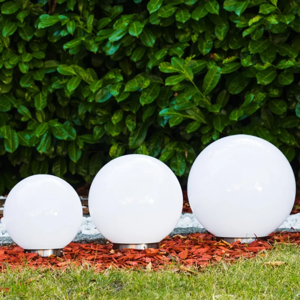 Boule Lumineuse Solar Led Acier Inoxydable, 2 Lumieres
