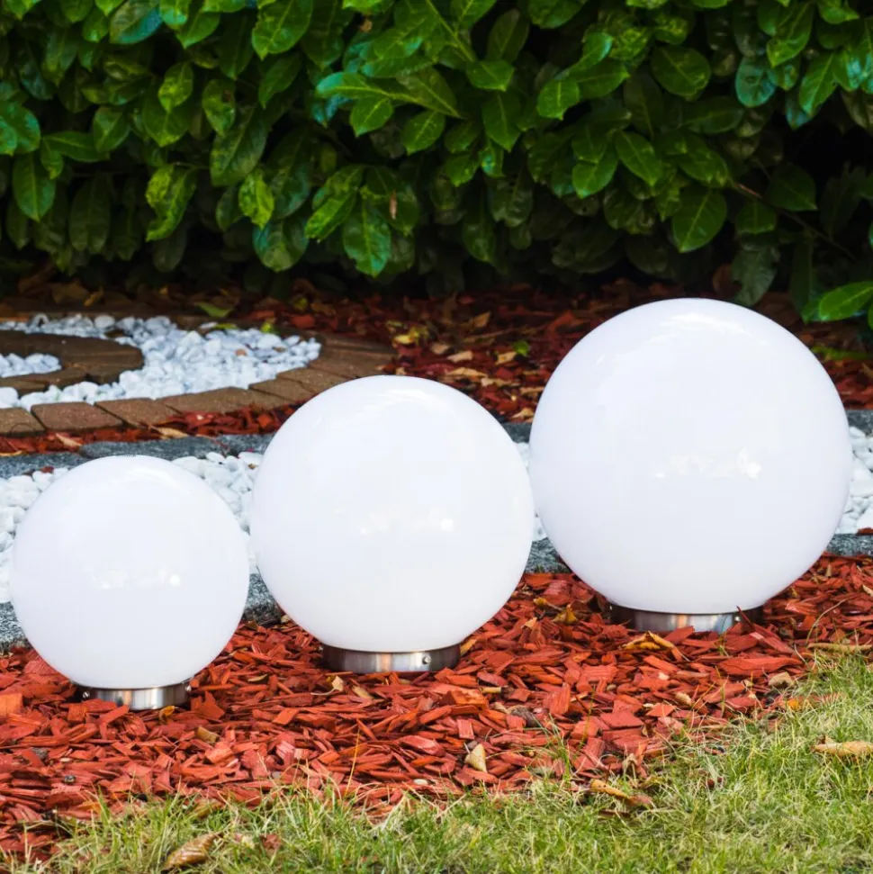 Boule Lumineuse Solar Led Acier Inoxydable, 2 Lumieres