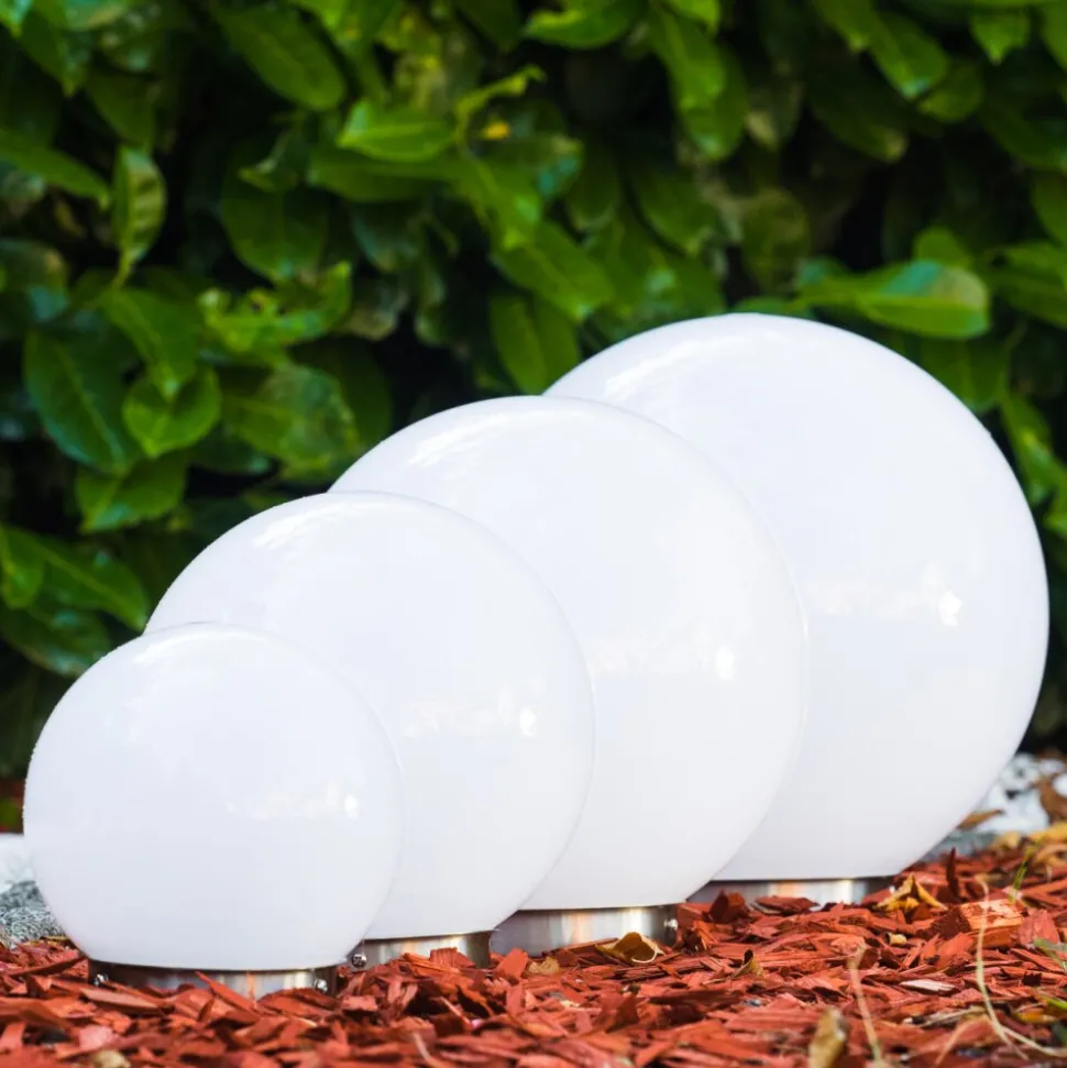 Boule Lumineuse Solar Led Acier Inoxydable, 2 Lumieres