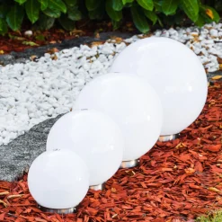 Boule Lumineuse Solar Led Acier Inoxydable, 2 Lumieres