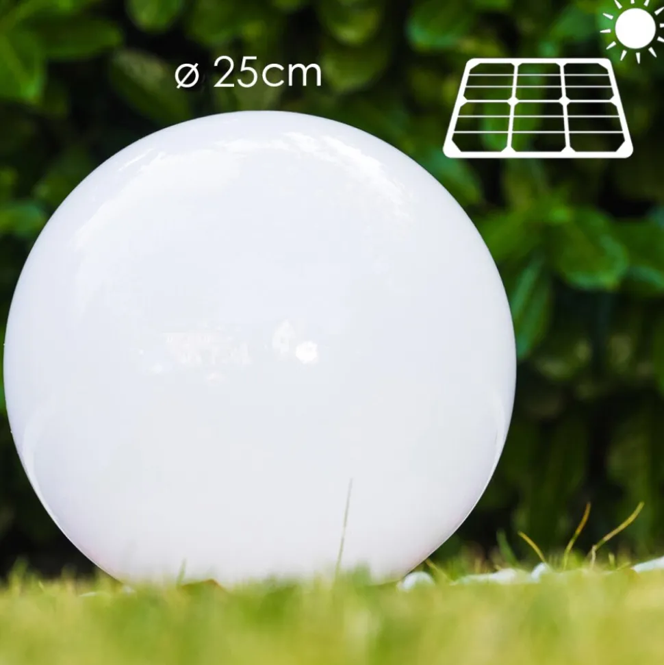 Boule Lumineuse Solar Led Acier Inoxydable, 2 Lumieres