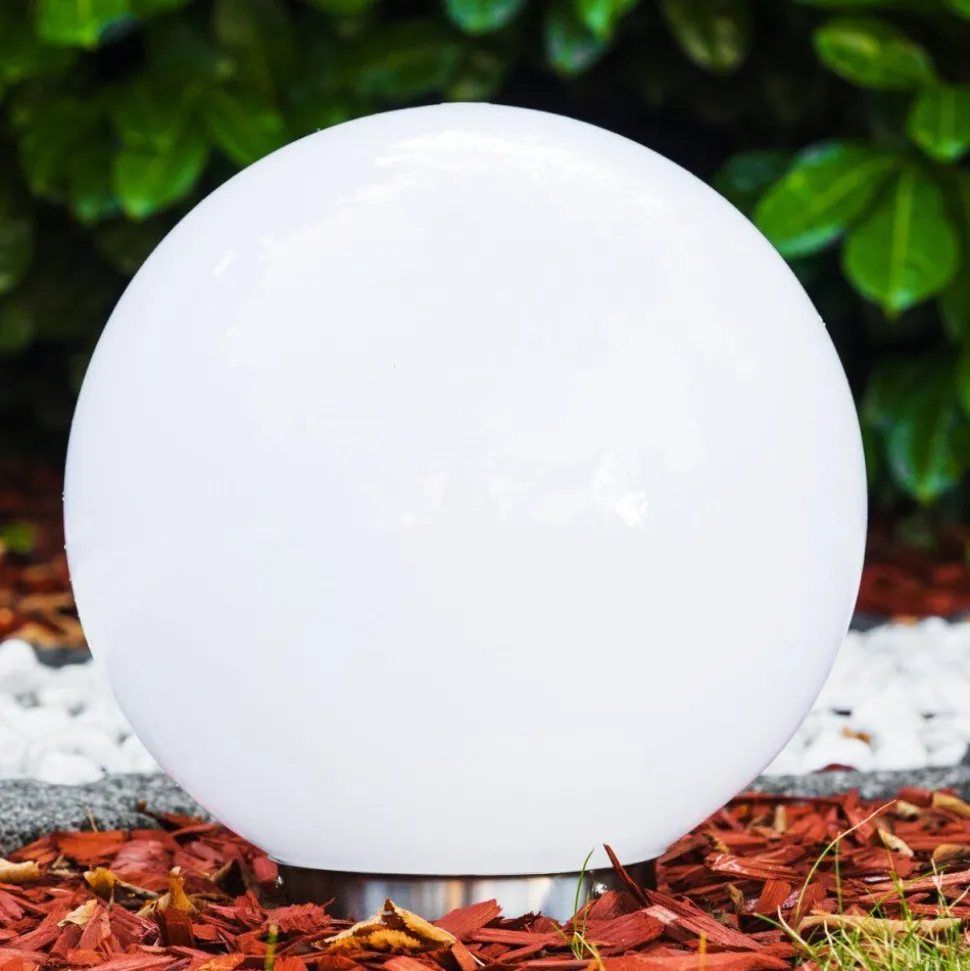 Boule Lumineuse Solar Led Acier Inoxydable, 2 Lumieres