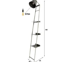 Etagere Murale Lumineuse Lisse Gris, Noir, 1 Lumiere
