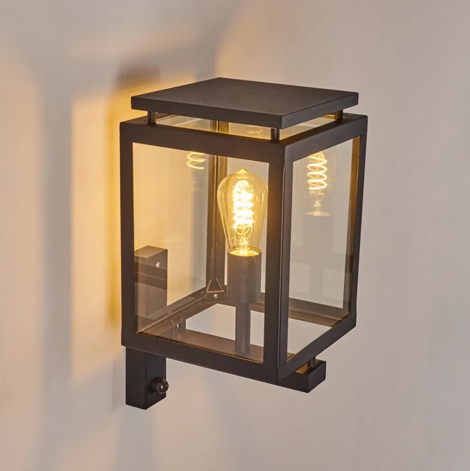 Greensboro Applique Murale D'Exterieur Noir, 1 Lumiere, Detecteur De Mouvement