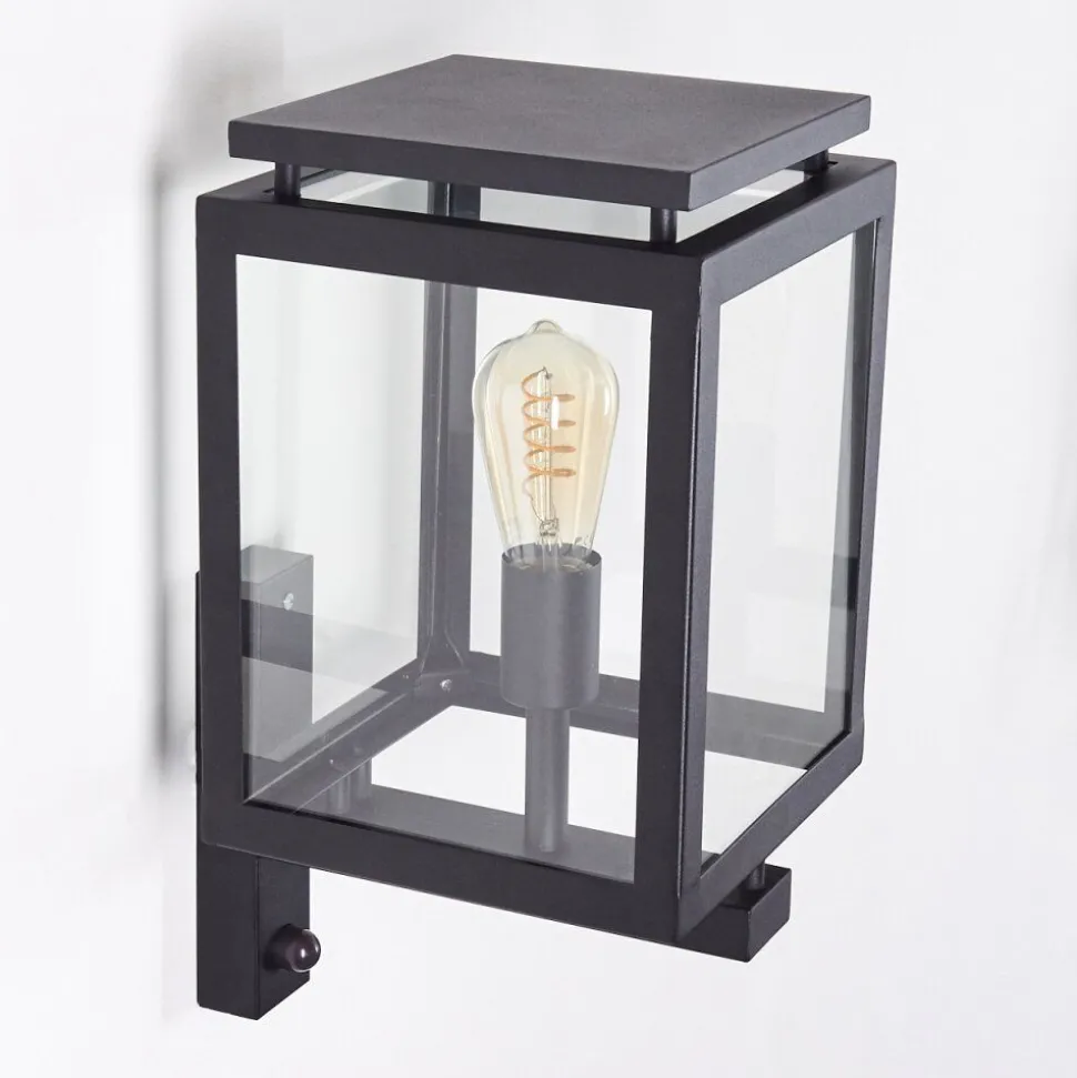 Greensboro Applique Murale D'Exterieur Noir, 1 Lumiere, Detecteur De Mouvement