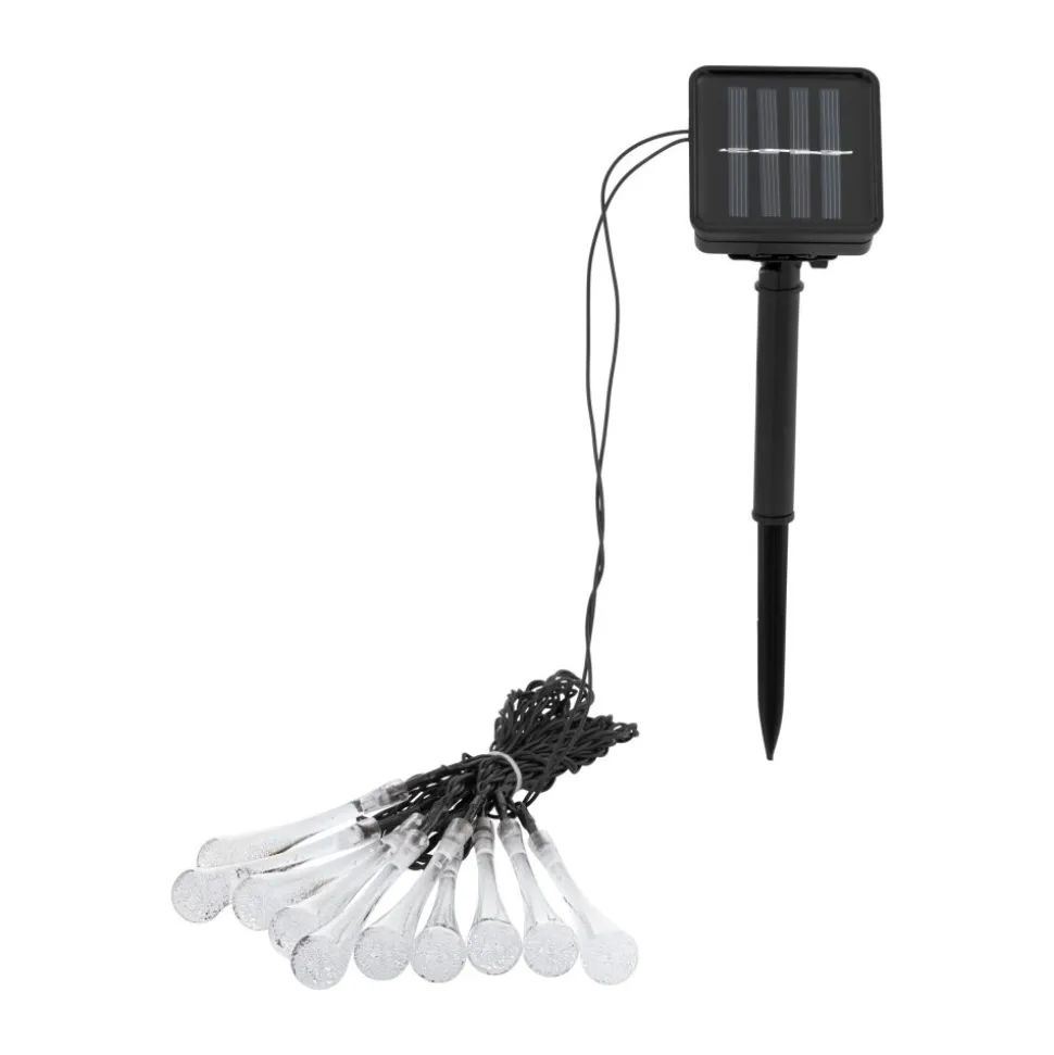 Guirlande Lumineuse Solaire Eglo Ice Led Transparent, 10 Lumieres, Changeur De Couleurs