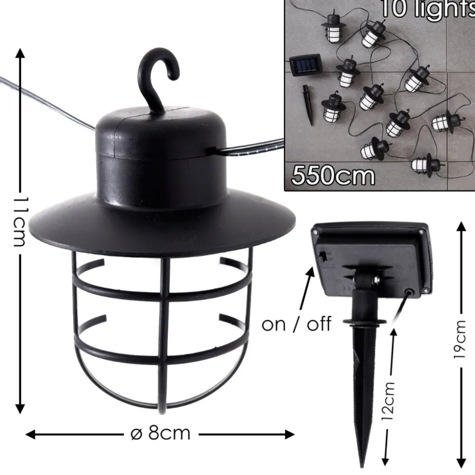 Guirlande Pozzuoli Led Noir, Blanc, 10 Lumieres