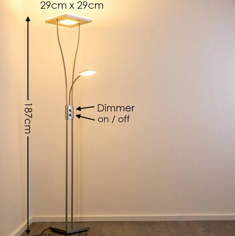 Lampadaire A Vasque Kimba Led Nickel Mat, 3 Lumieres