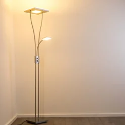 Lampadaire A Vasque Kimba Led Nickel Mat, 3 Lumieres