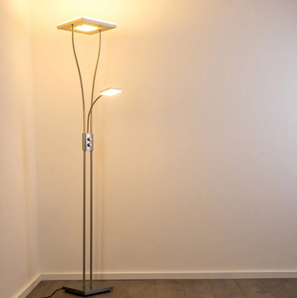 Lampadaire A Vasque Kimba Led Nickel Mat, 3 Lumieres