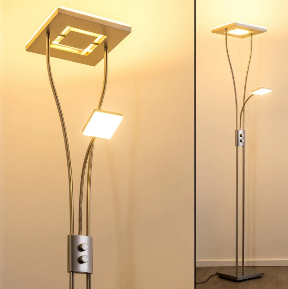 Lampadaire A Vasque Kimba Led Nickel Mat, 3 Lumieres