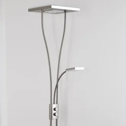 Lampadaire A Vasque Kimba Led Nickel Mat, 3 Lumieres