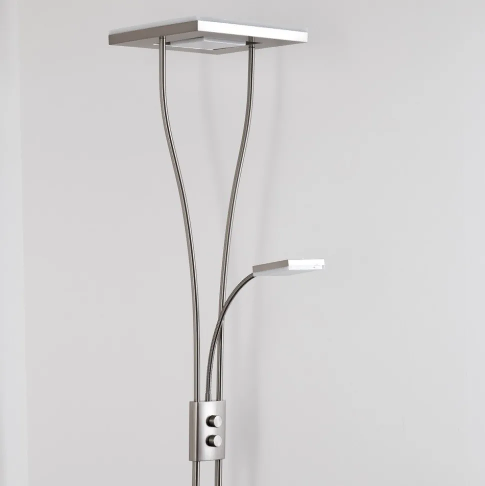Lampadaire A Vasque Kimba Led Nickel Mat, 3 Lumieres
