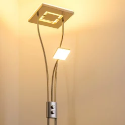 Lampadaire A Vasque Kimba Led Nickel Mat, 3 Lumieres