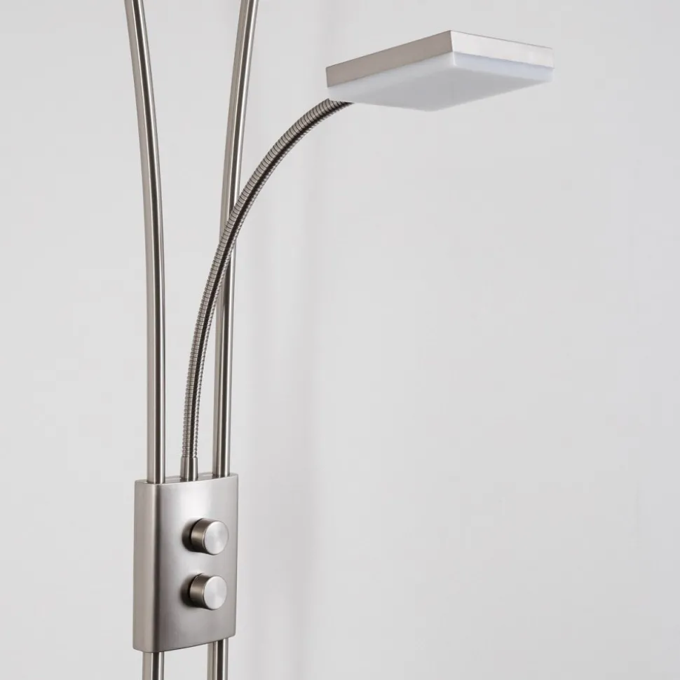 Lampadaire A Vasque Kimba Led Nickel Mat, 3 Lumieres