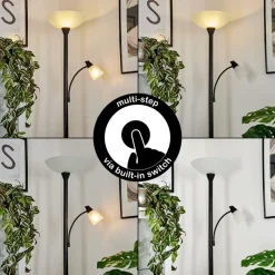 Lampadaire A Vasque Phong Led Noir, 2 Lumieres