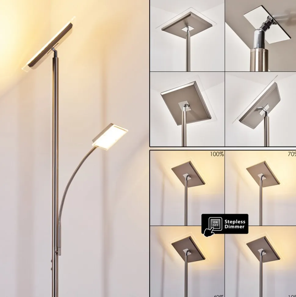 Lampadaire A Vasque Veteli Led Acier Inoxydable, 2 Lumieres