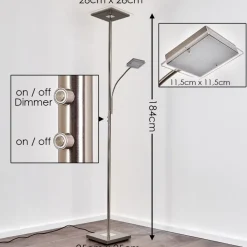 Lampadaire A Vasque Veteli Led Acier Inoxydable, 2 Lumieres