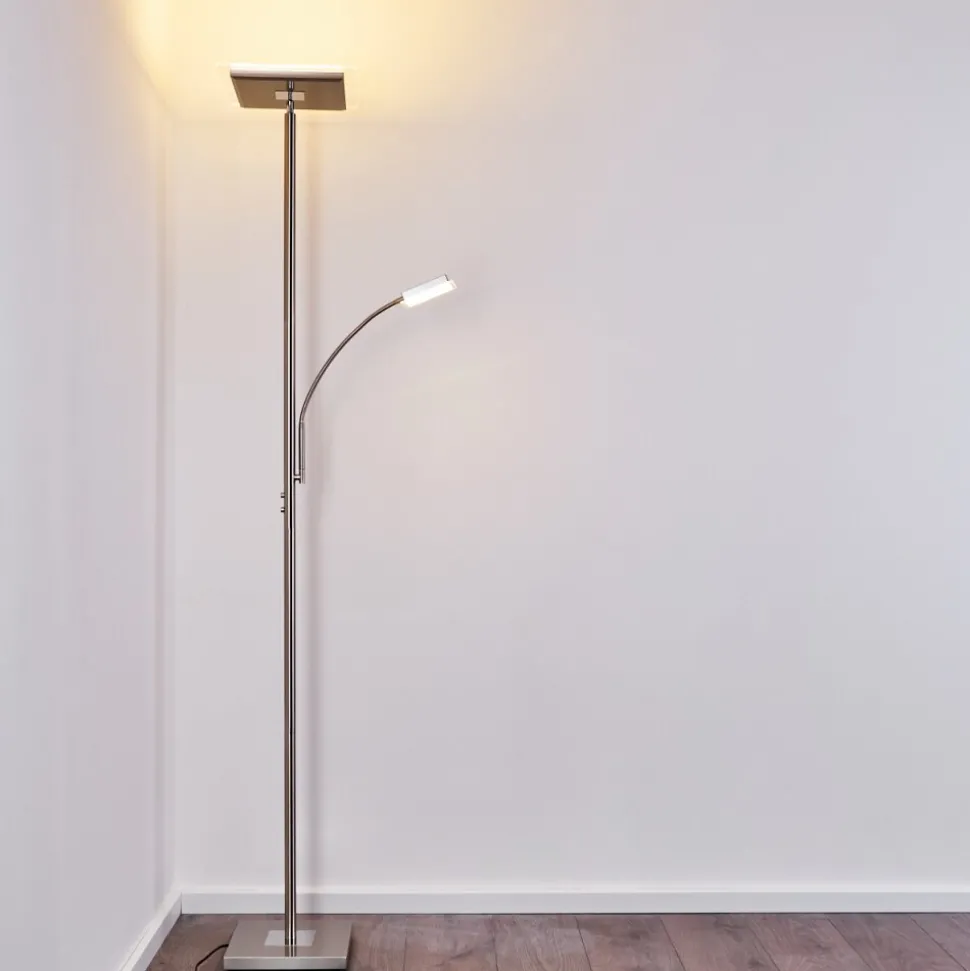 Lampadaire A Vasque Veteli Led Acier Inoxydable, 2 Lumieres