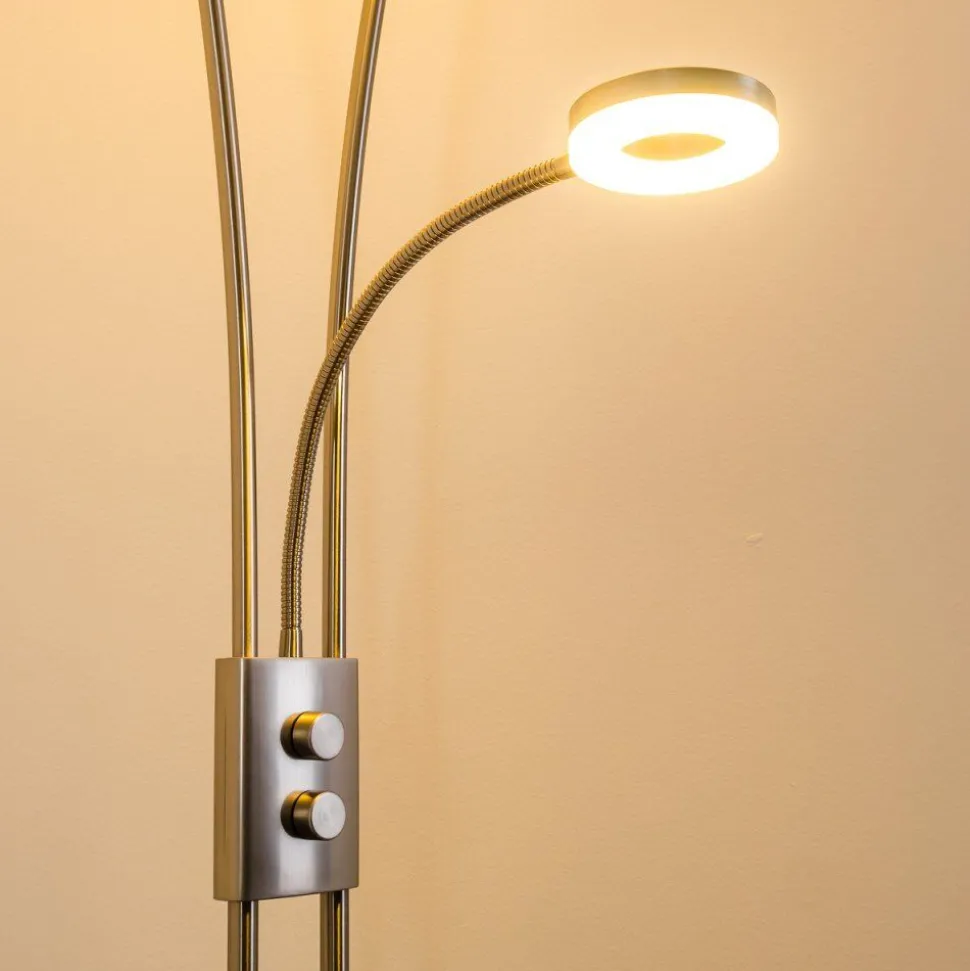 Lampadaire A Vasque Watino Led Nickel Mat, 3 Lumieres