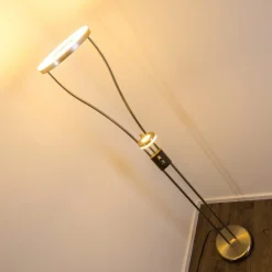 Lampadaire A Vasque Watino Led Nickel Mat, 3 Lumieres