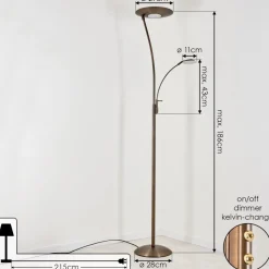 Lampadaire A Vasquegravin Led Vieux Laiton, Blanc, 2 Lumieres