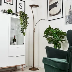 Lampadaire A Vasquegravin Led Vieux Laiton, Blanc, 2 Lumieres