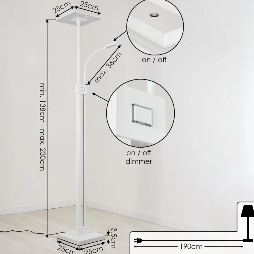 Lampadaire A Vasquejanze Led Blanc, 2 Lumieres