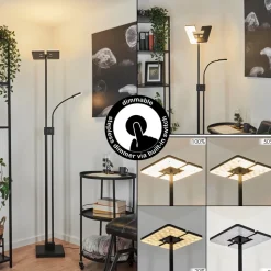 Lampadaire A Vasquejanze Led Noir, 2 Lumieres