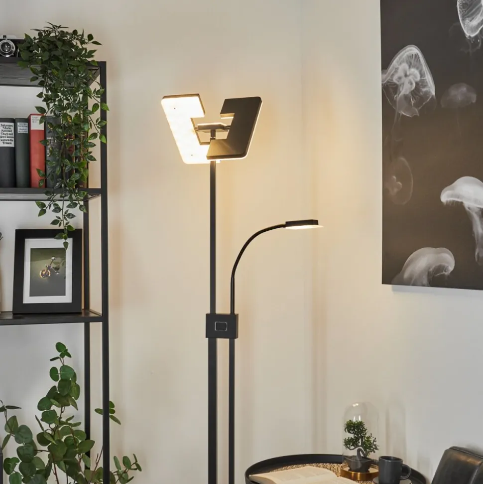Lampadaire A Vasquejanze Led Noir, 2 Lumieres