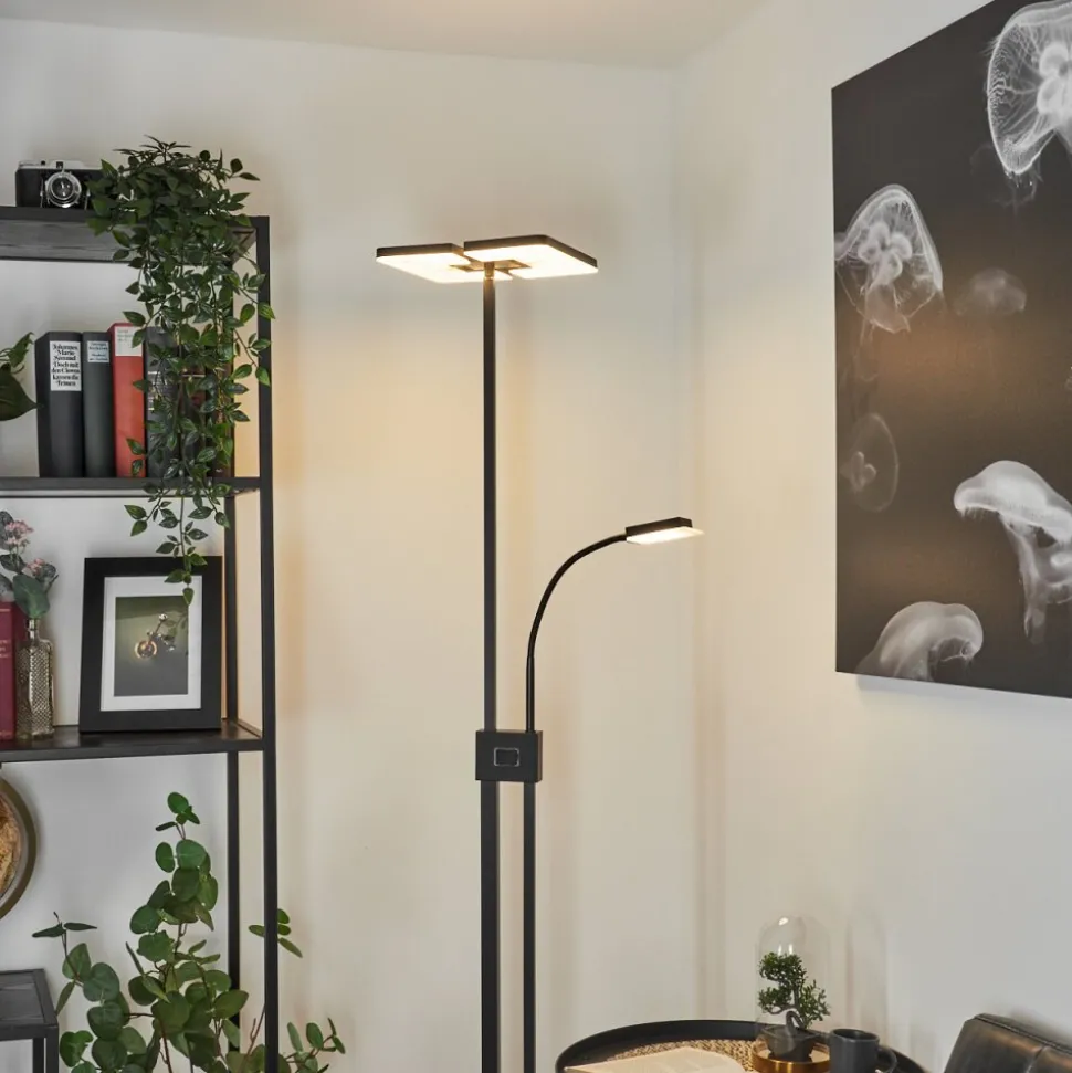 Lampadaire A Vasquejanze Led Noir, 2 Lumieres