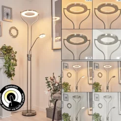 Lampadaire A Vasqueplouescat Led Nickel Mat, 2 Lumieres