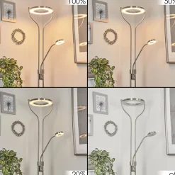 Lampadaire A Vasqueplouescat Led Nickel Mat, 2 Lumieres