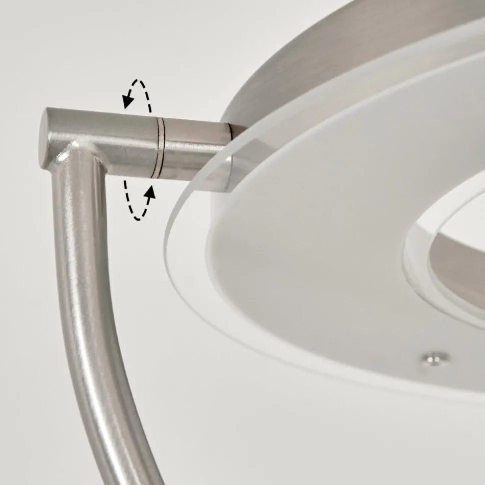 Lampadaire A Vasqueplouescat Led Nickel Mat, 2 Lumieres
