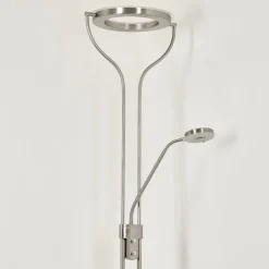 Lampadaire A Vasqueplouescat Led Nickel Mat, 2 Lumieres