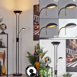 Lampadaire A Vasquerom Led Noir, 2 Lumieres