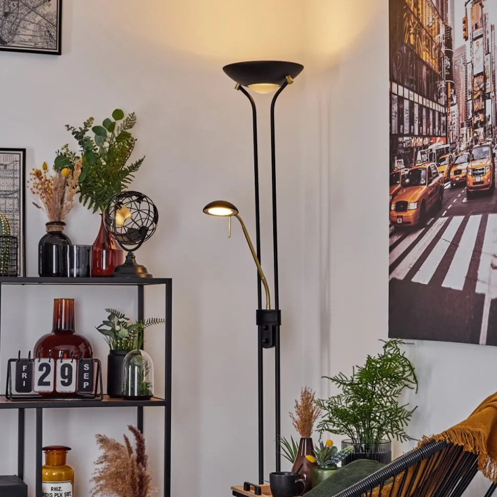 Lampadaire A Vasquerom Led Noir, 2 Lumieres