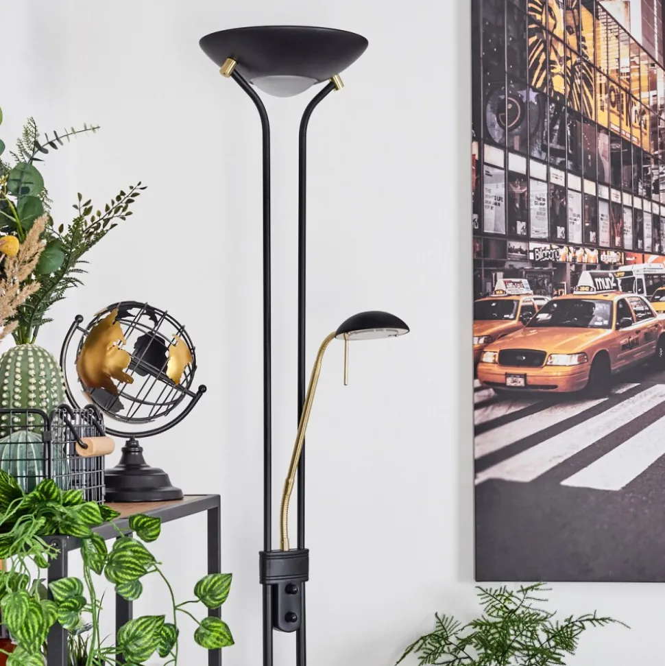 Lampadaire A Vasquerom Led Noir, 2 Lumieres
