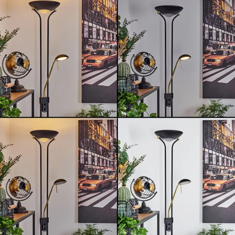 Lampadaire A Vasquerom Led Noir, 2 Lumieres