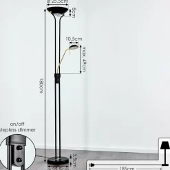 Lampadaire A Vasquerom Led Noir, 2 Lumieres