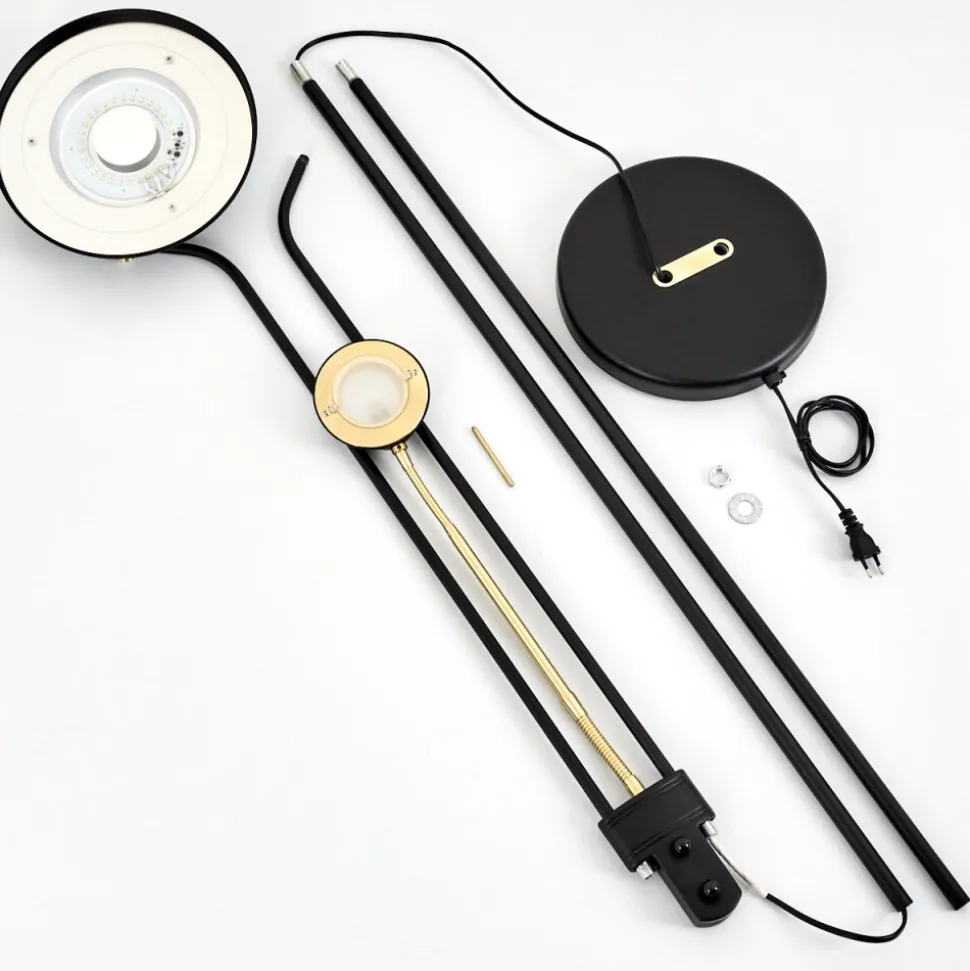 Lampadaire A Vasquerom Led Noir, 2 Lumieres
